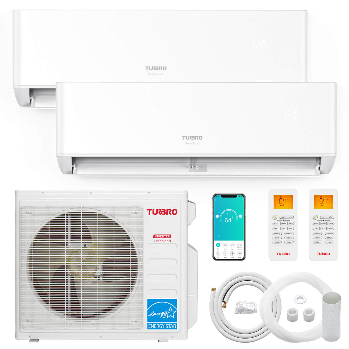 TURBRO Greenland 27,000 BTU Dual Zone (2) Mini-Split Heat Pump (R454B)