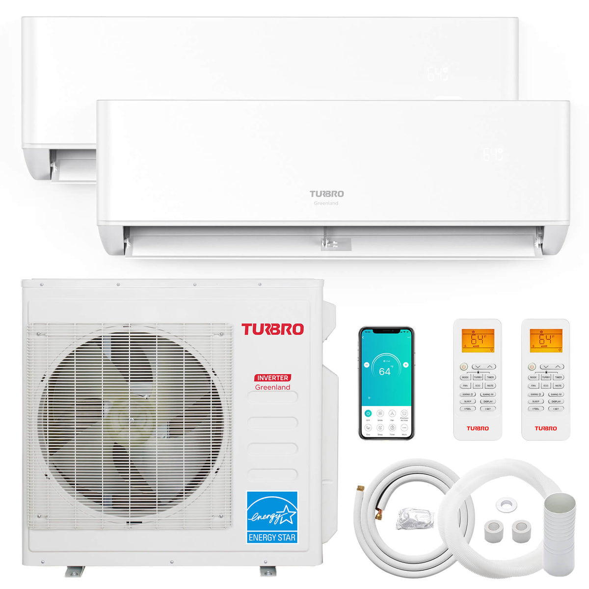 TURBRO Greenland 36,000 BTU Dual Zone (2) Mini-Split Heat Pump (R454B)