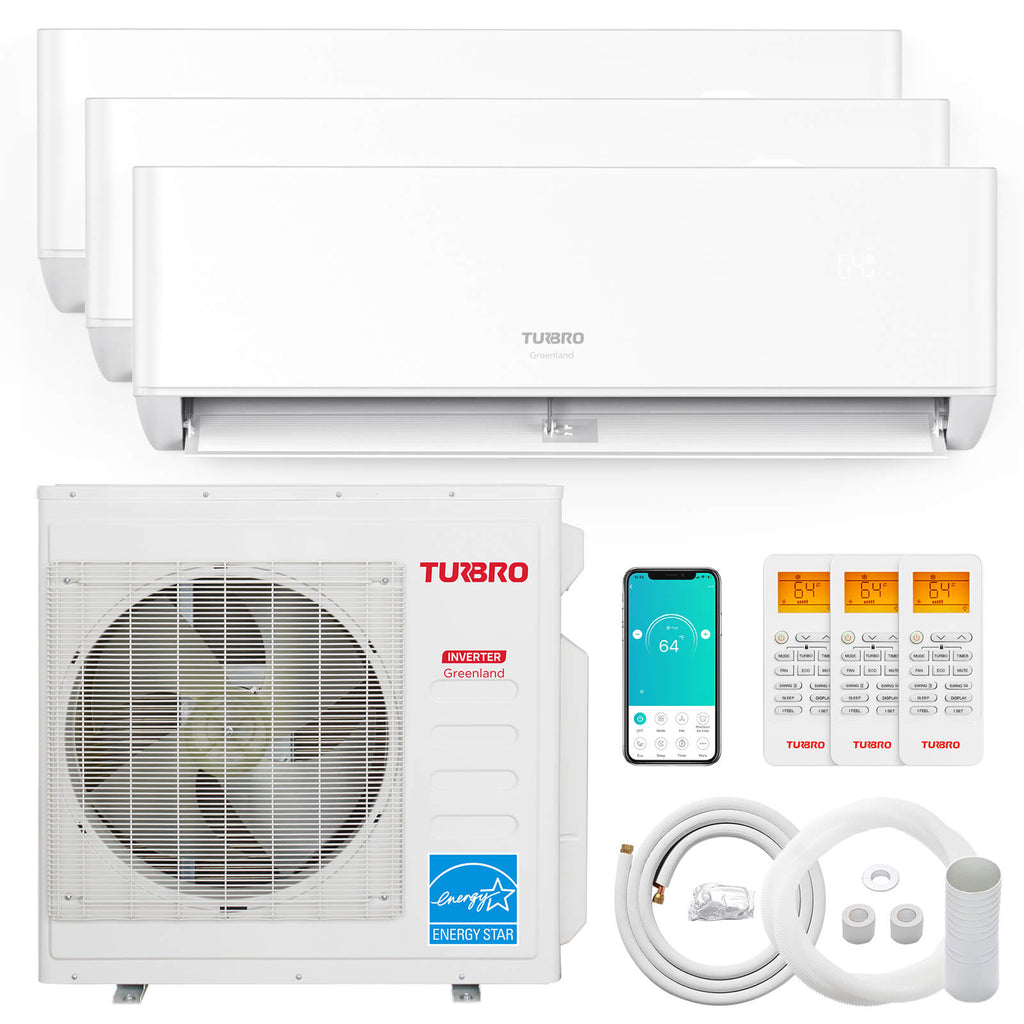 TURBRO Greenland 42,000 BTU Tri-Zone (3) Mini-Split Heat Pump (R454B)