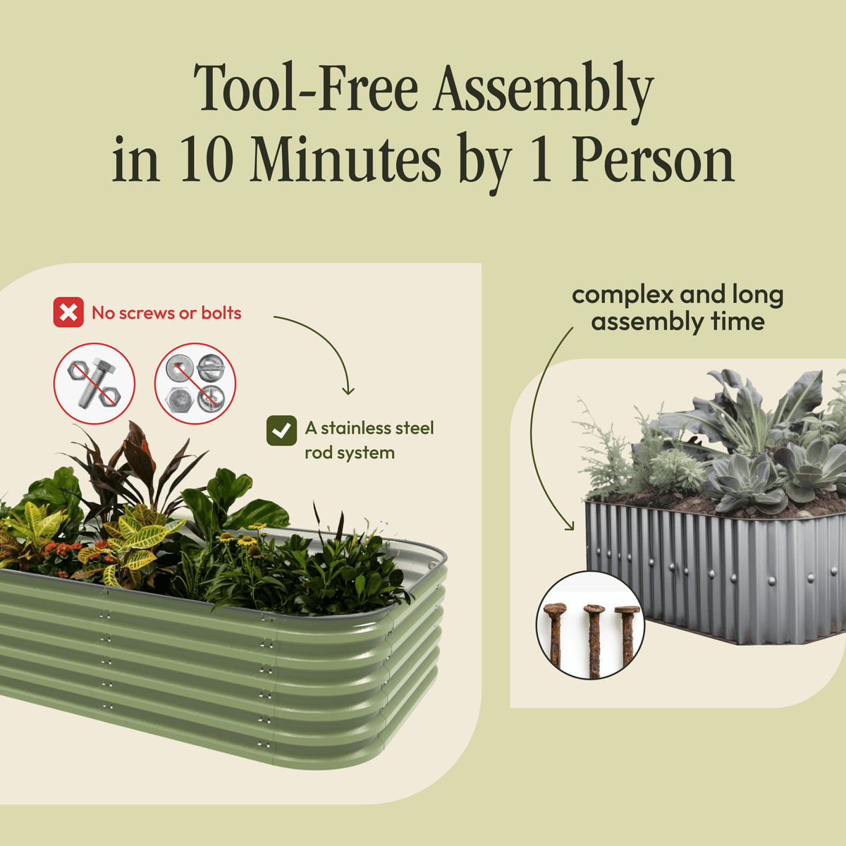 Gro-Rite Tool-Free Modular Metal Raised Garden Bed Kit