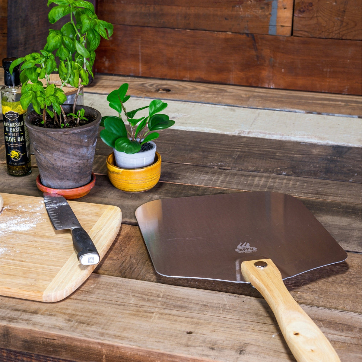 WPPO Folding Aluminum Pizza Peel with Wooden Handle