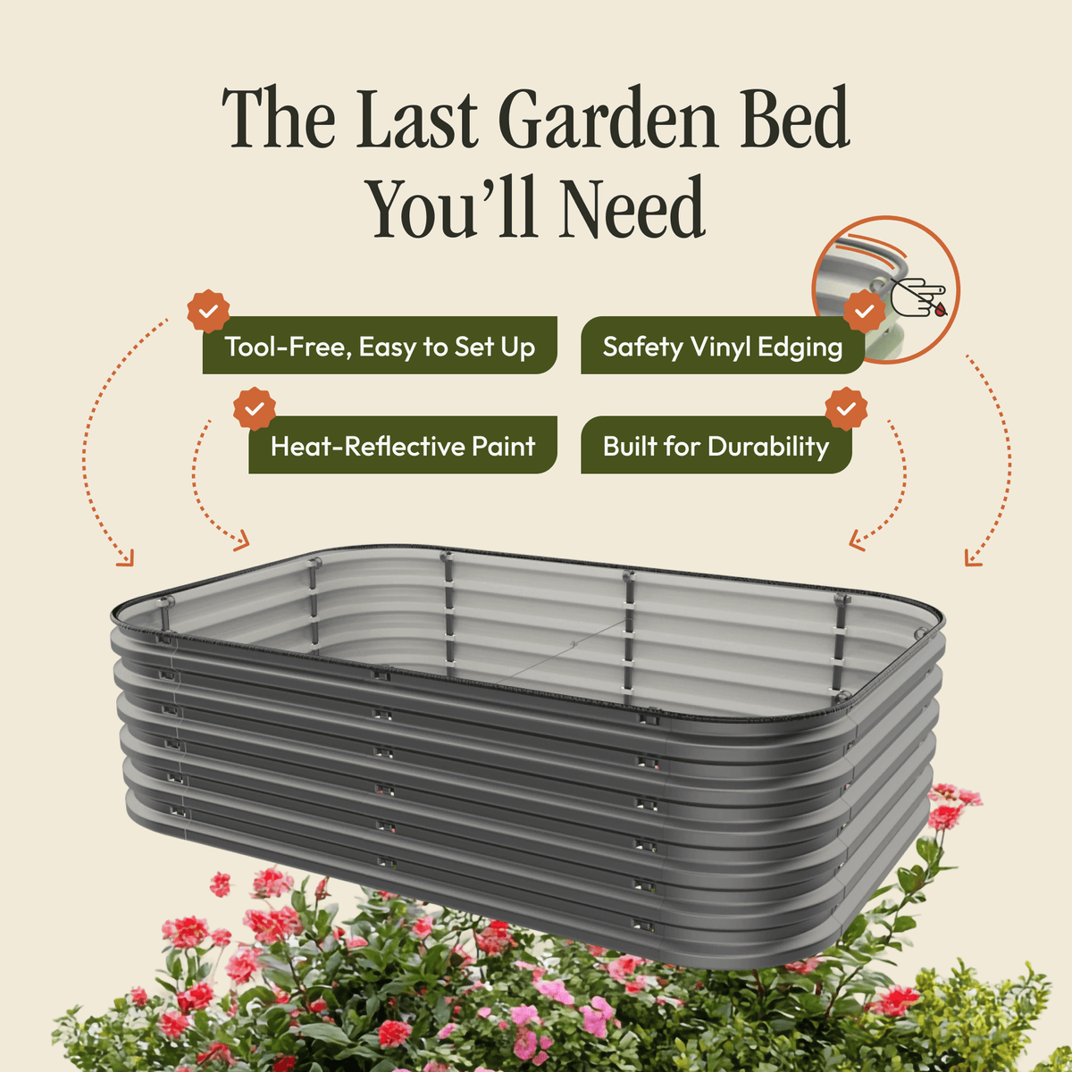 Gro-Rite Tool-Free Modular Metal Raised Garden Bed Kit