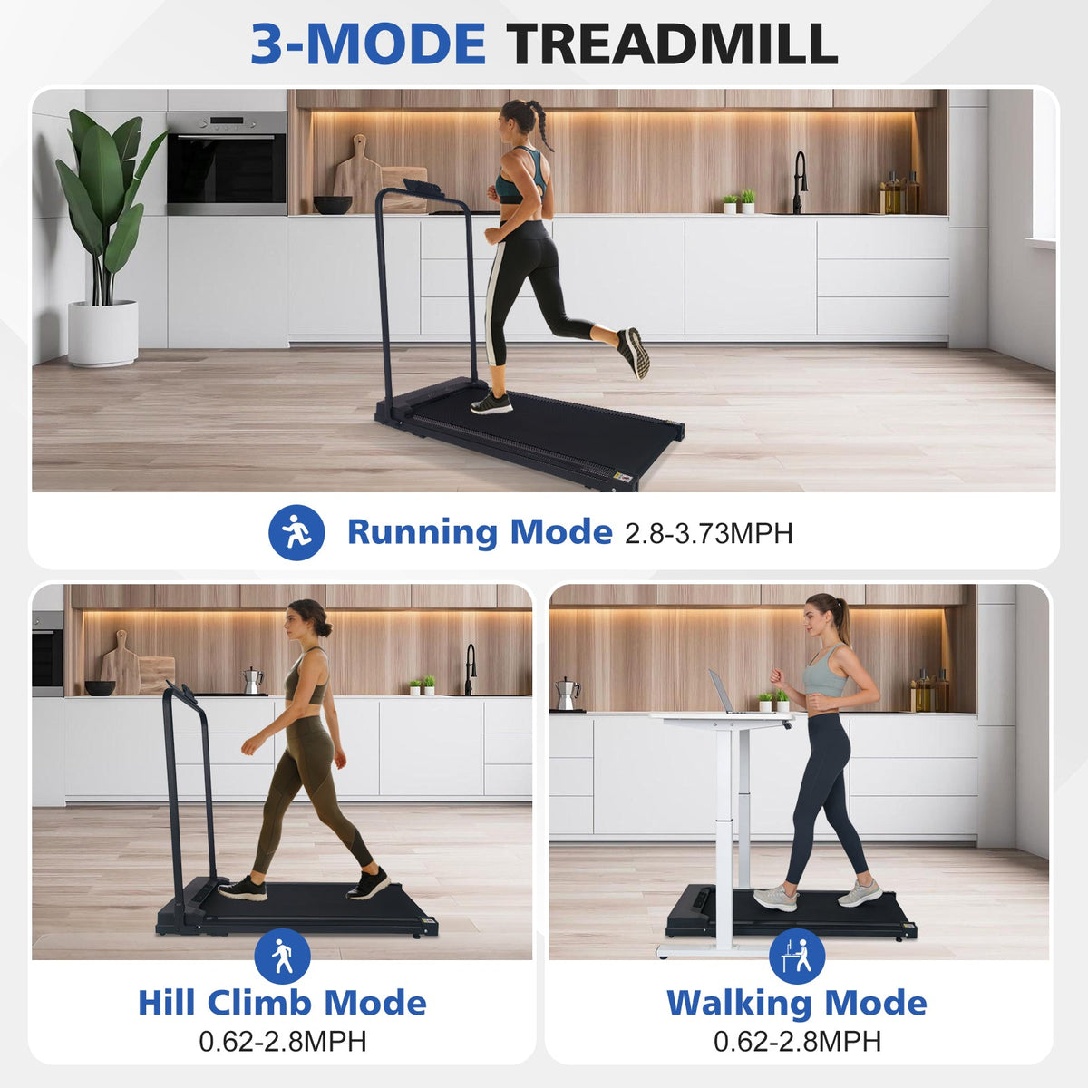 Foldable Walking Pad with Handlebar & Adjustable Incline