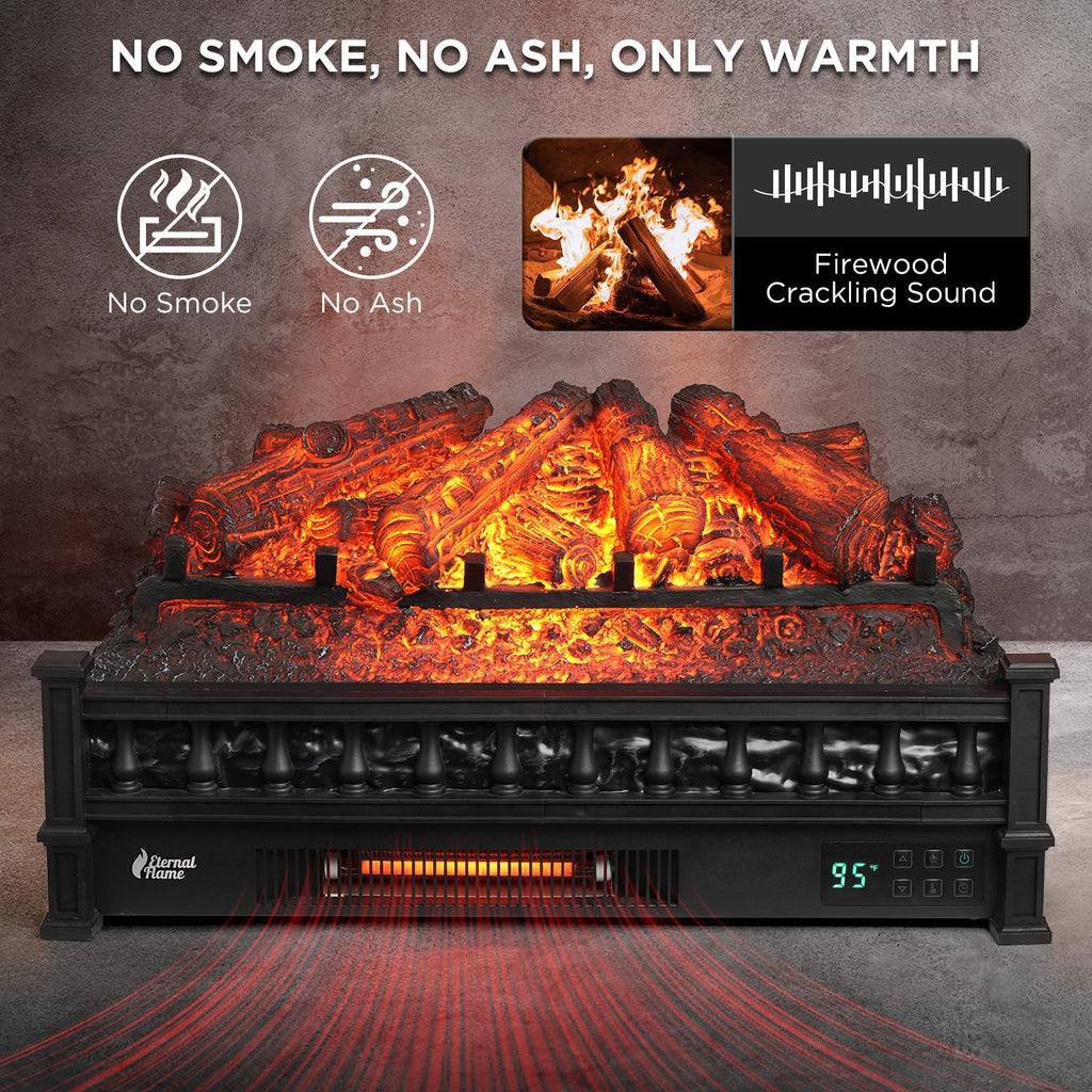 TURBRO Eternal Flame EF26-PB Smart Electric Fireplace Logs