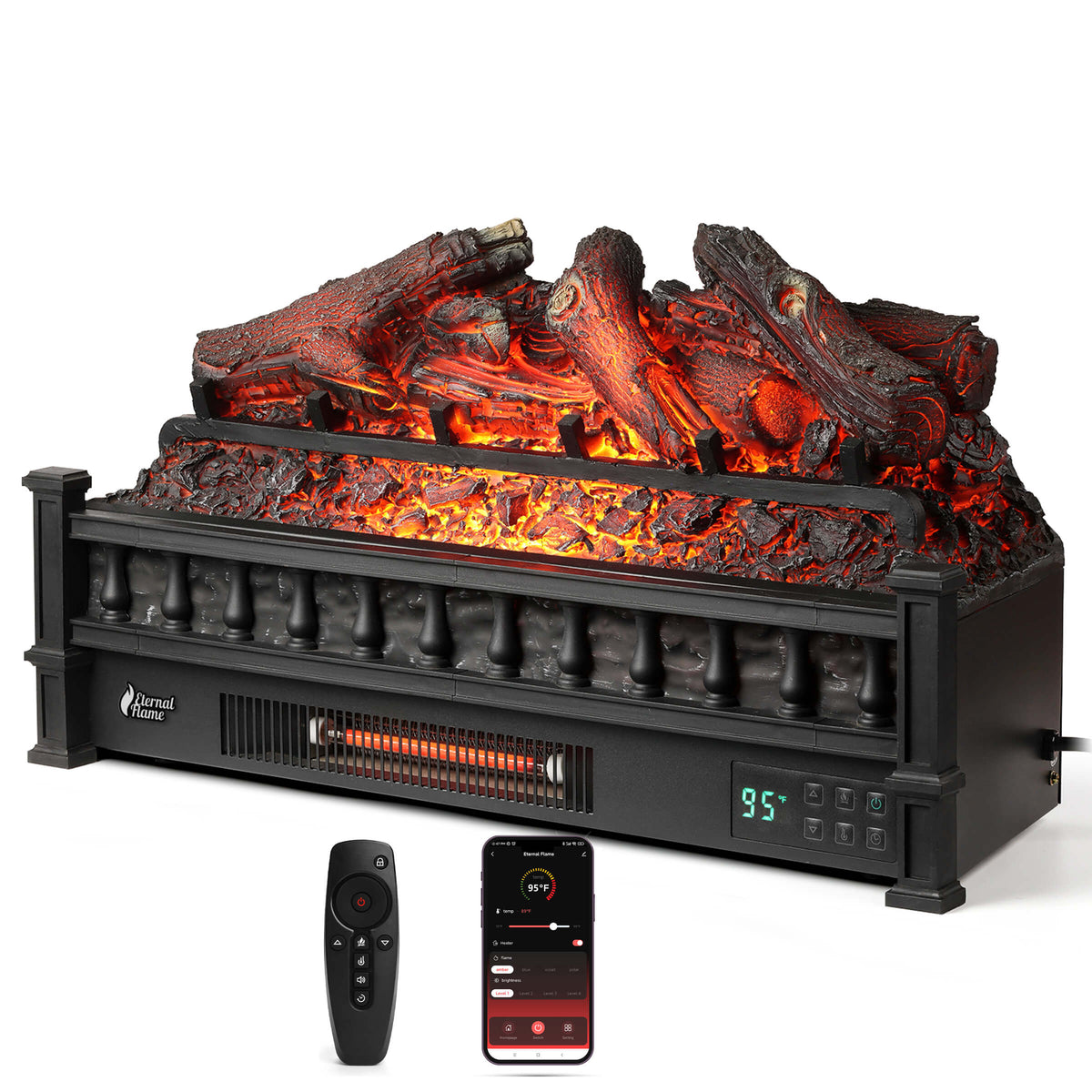 TURBRO Eternal Flame EF26-LG Smart Electric Fireplace Logs