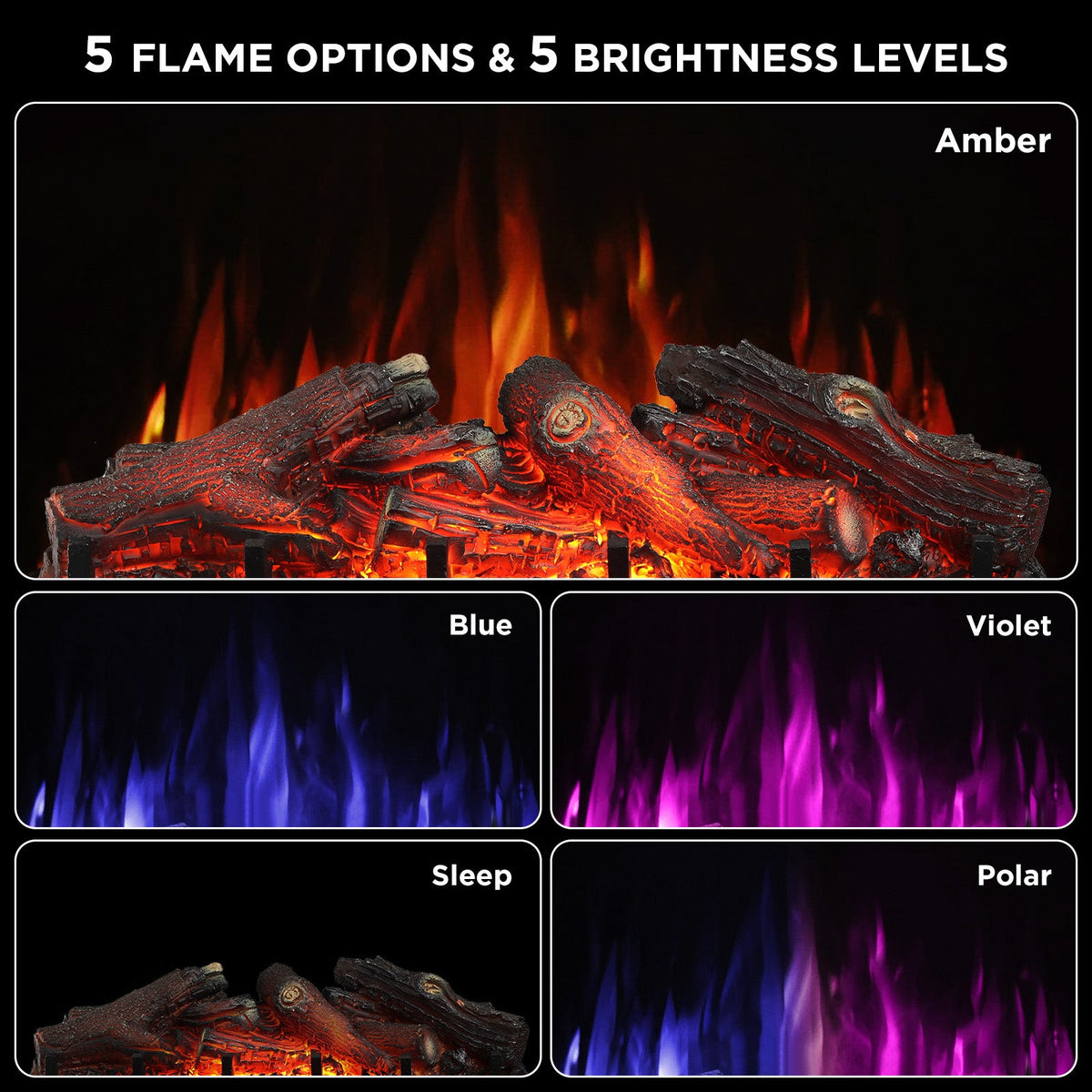 TURBRO Eternal Flame EF30-PB Electric Fireplace Logs