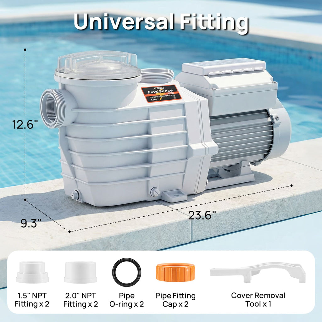 TURBRO FlowSense Variable Speed Pool Pump, In/Above-Ground
