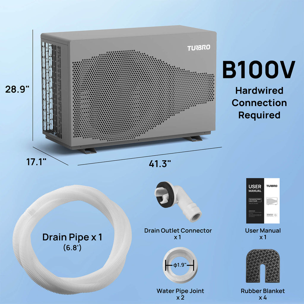 TURBRO Beluga Inverter Pool Heat Pump, 33K/58K/100K BTU