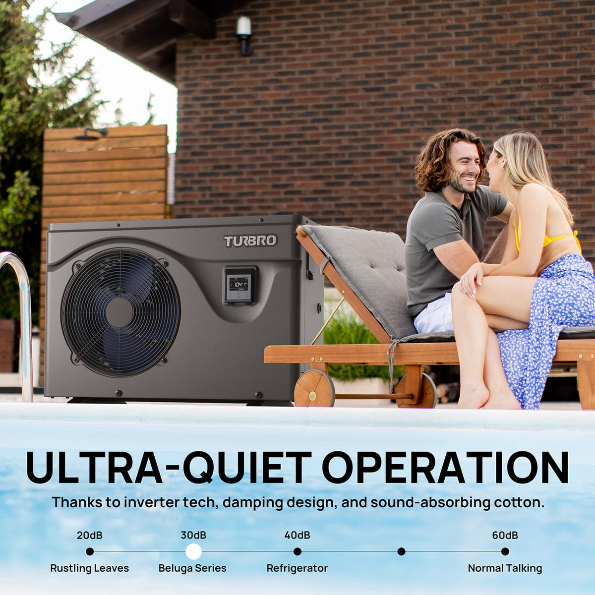 TURBRO Beluga Inverter Pool Heat Pump, 50K/75K BTU