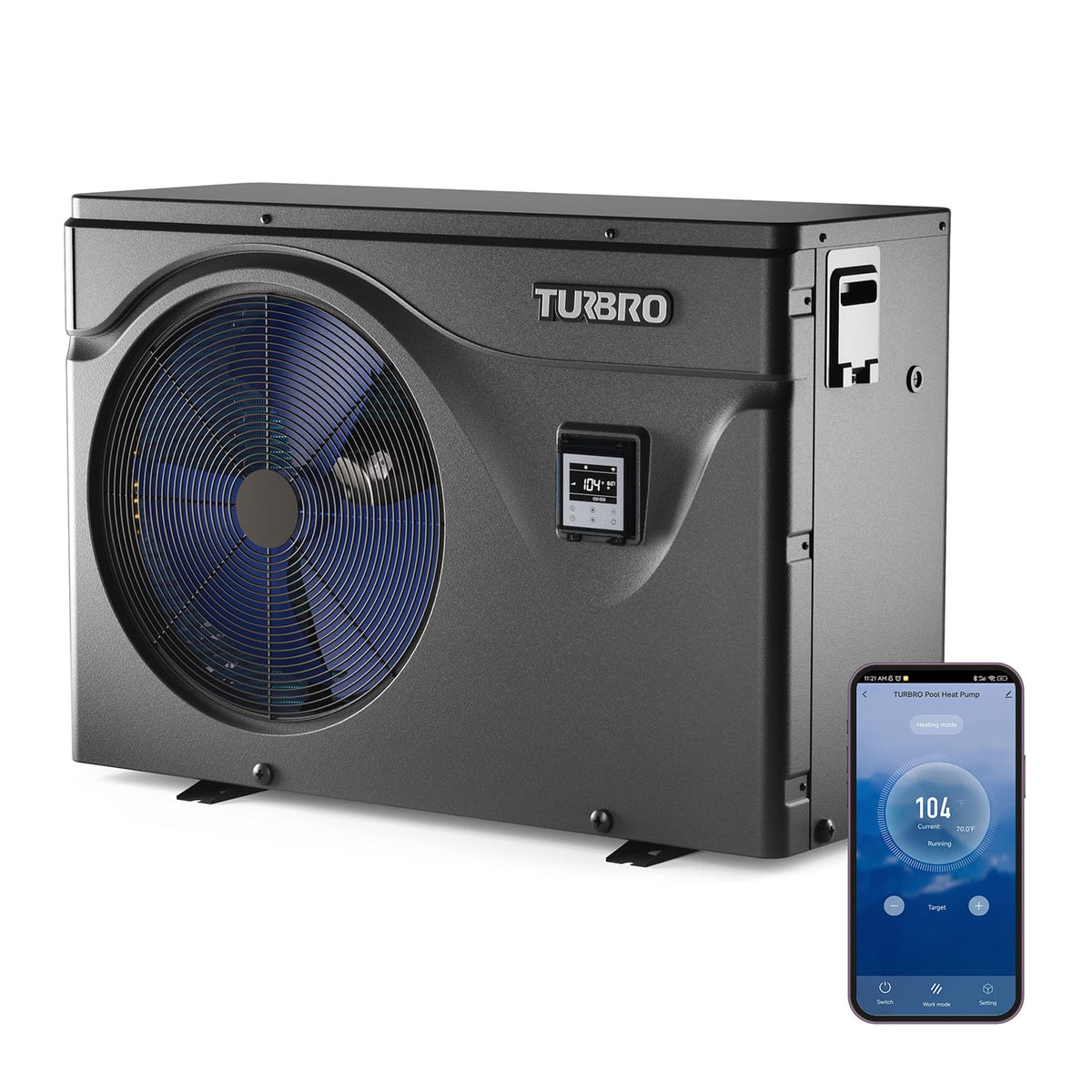 TURBRO Beluga Inverter Pool Heat Pump, 50K/75K BTU