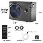 TURBRO Beluga Inverter Pool Heat Pump, 50K/75K BTU