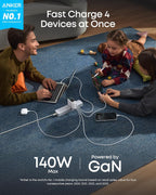 Anker Charger (140W, 4-Port, PD 3.1) with USB-C Cable