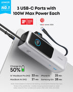 Anker Laptop Power Bank (25K, 165W, Built-In and Retractable Cables)