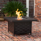 Fire Sense Armstrong 42" Square Basketweave Aluminum Convertible Gas Fire Pit Table