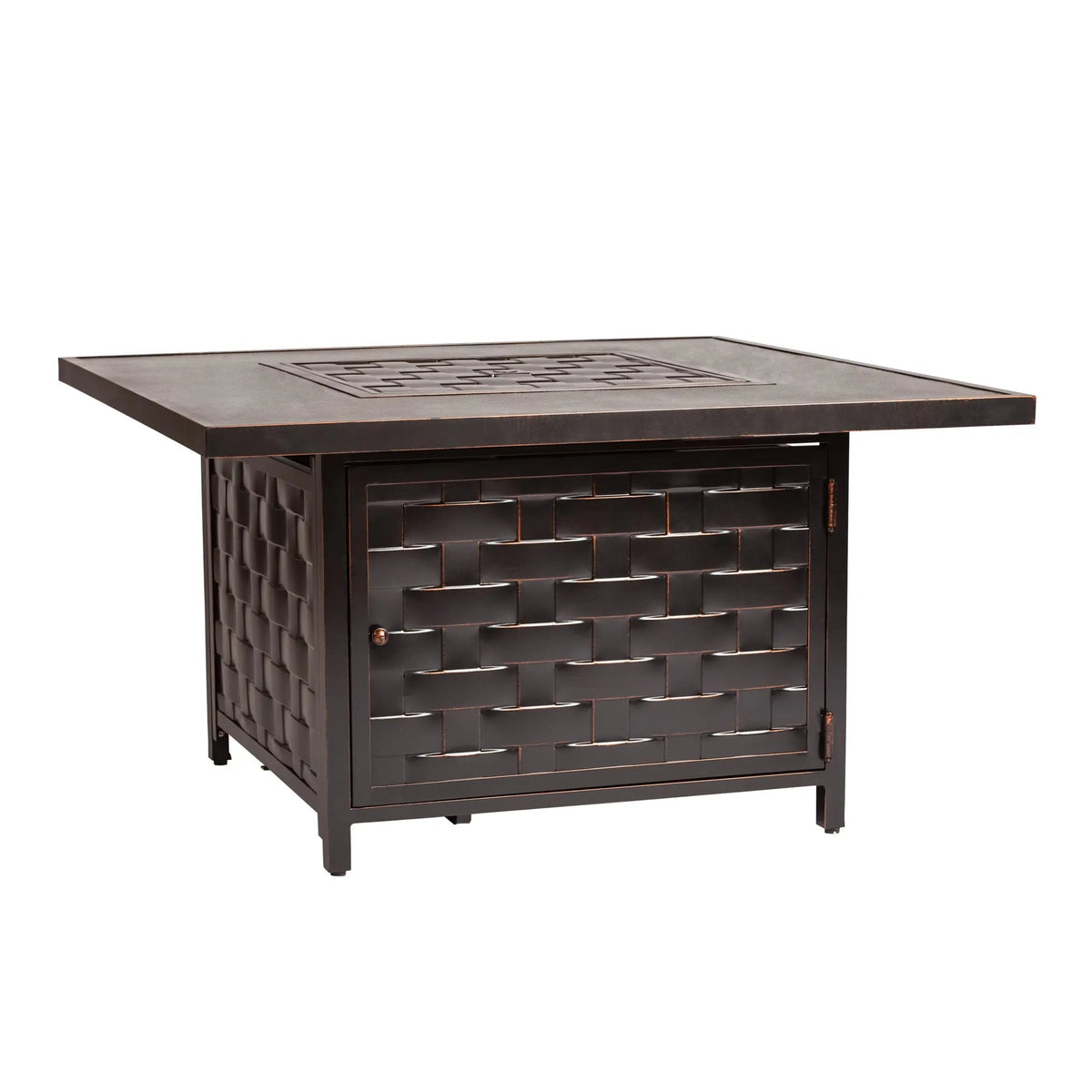 Fire Sense Armstrong 42" Square Basketweave Aluminum Convertible Gas Fire Pit Table