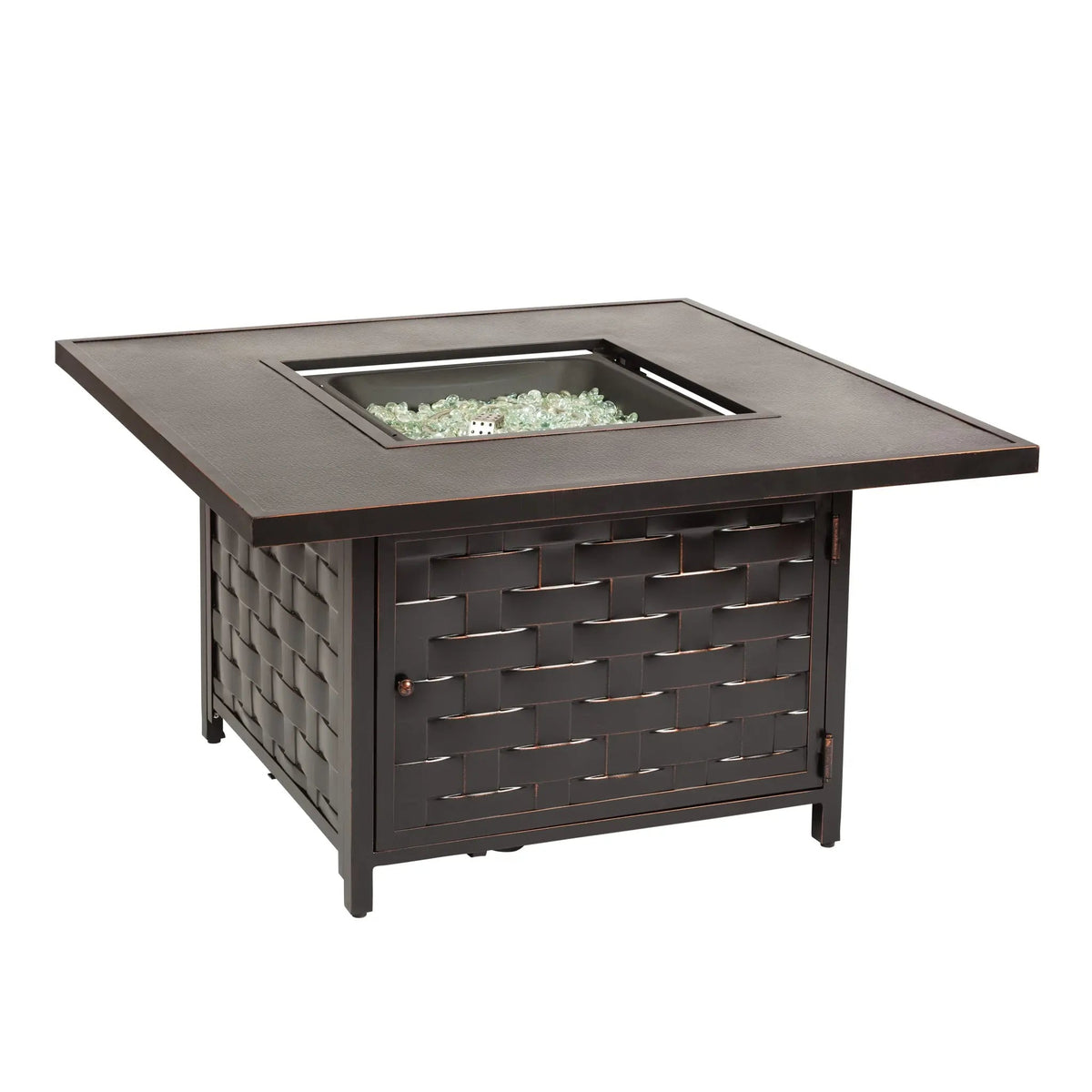 Fire Sense Armstrong 42" Square Basketweave Aluminum Convertible Gas Fire Pit Table