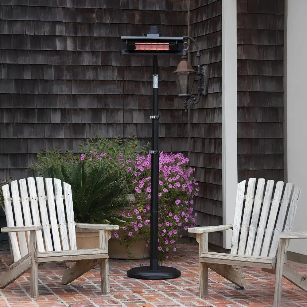 Fire Sense Black Powder Coated Steel Telescoping Offset Pole Mounted Infrared Patio Heater