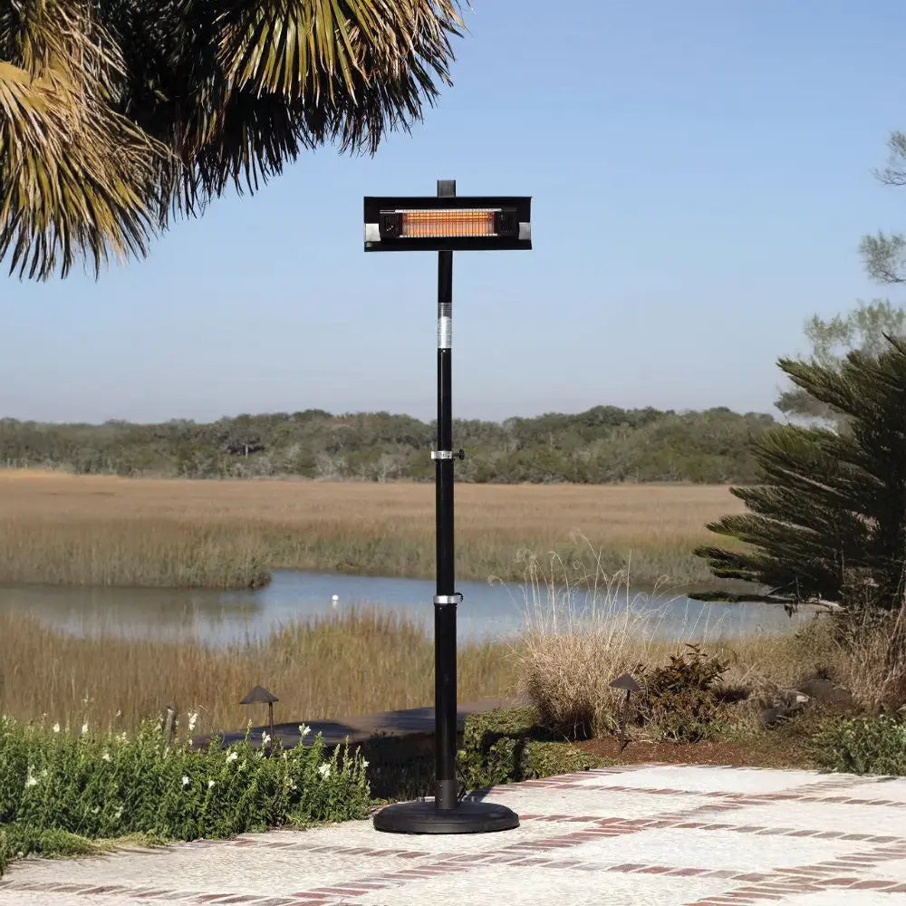 Fire Sense Black Powder Coated Steel Telescoping Offset Pole Mounted Infrared Patio Heater