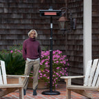 Fire Sense Black Powder Coated Steel Telescoping Offset Pole Mounted Infrared Patio Heater