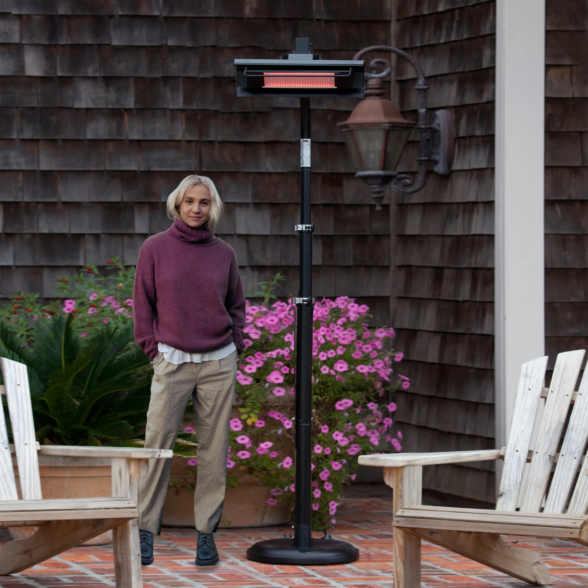 Fire Sense Black Powder Coated Steel Telescoping Offset Pole Mounted Infrared Patio Heater