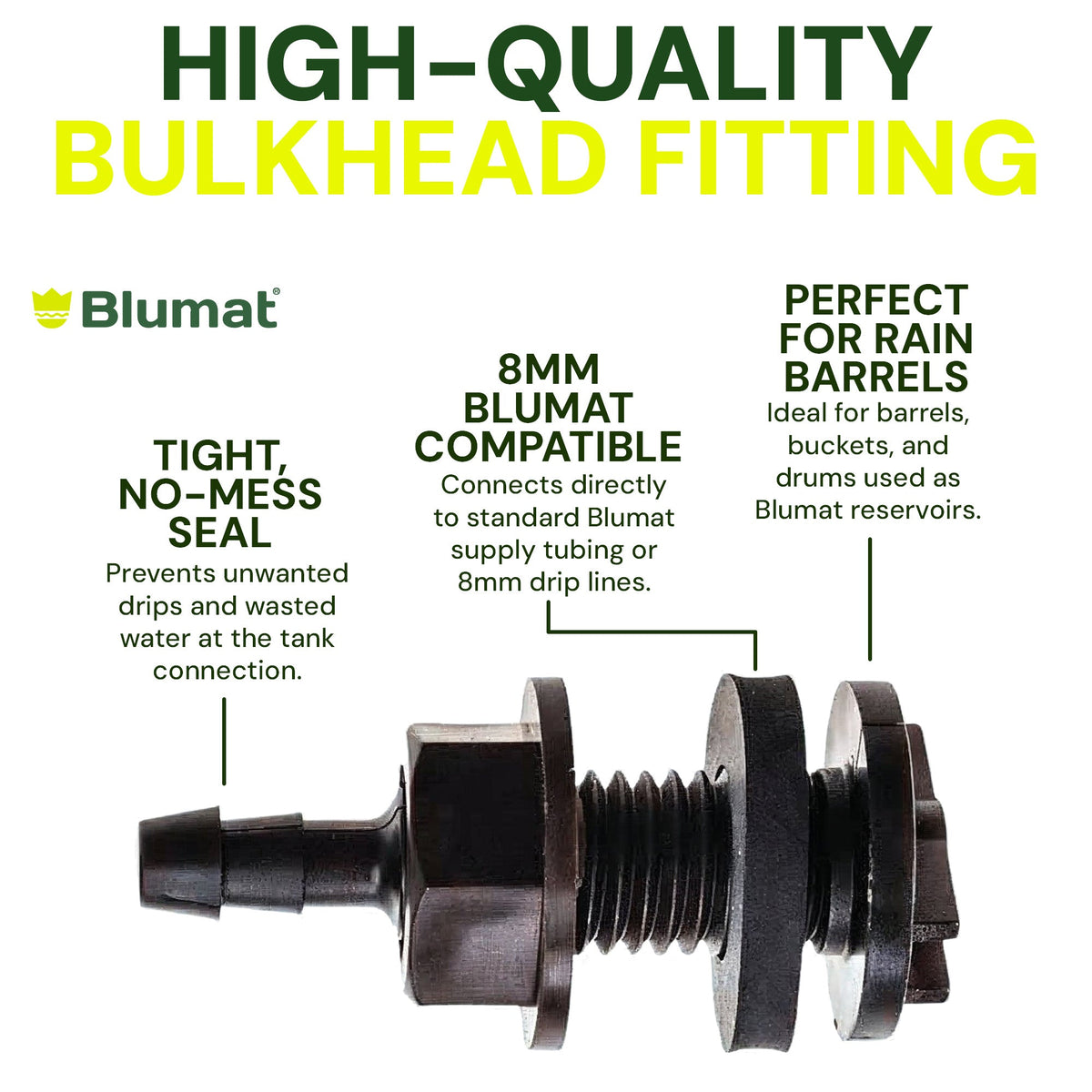 Blumat 8mm Reservoir Bulkhead Connector — 2 Pack