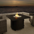 Fire Sense Clayton 40" Round Hammered Aluminum Convertible Gas Fire Pit Table