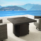 Fire Sense Clayton 40" Round Hammered Aluminum Convertible Gas Fire Pit Table
