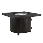 Fire Sense Clayton 40" Round Hammered Aluminum Convertible Gas Fire Pit Table
