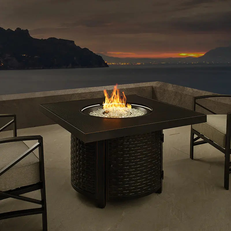 Fire Sense Dalton 40" Square Woven Aluminum Convertible Gas Fire Pit Table