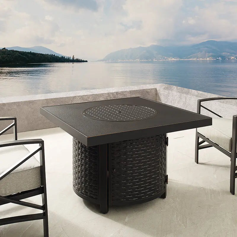 Fire Sense Dalton 40" Square Woven Aluminum Convertible Gas Fire Pit Table