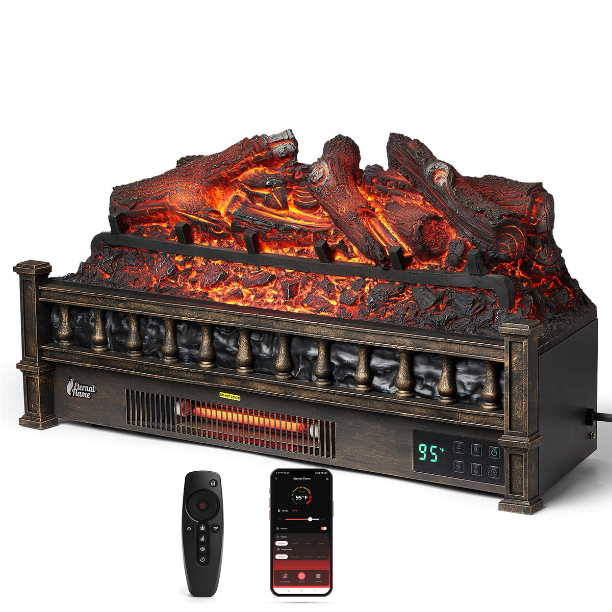 TURBRO Eternal Flame EF26-LG Smart Electric Fireplace Logs