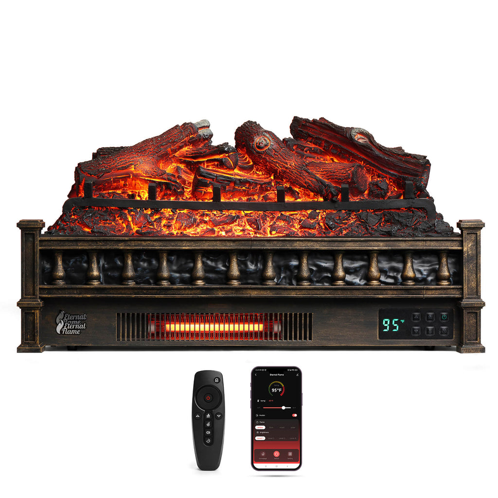 TURBRO Eternal Flame EF26-LG Smart Electric Fireplace Logs