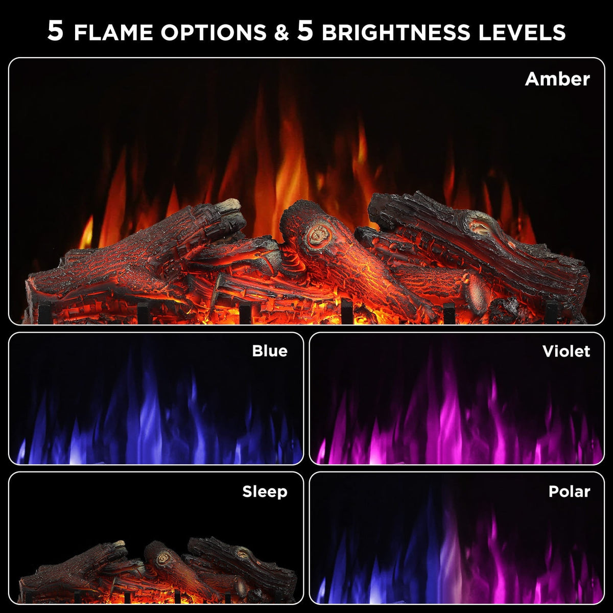 TURBRO Eternal Flame EF26-LG Smart Electric Fireplace Logs