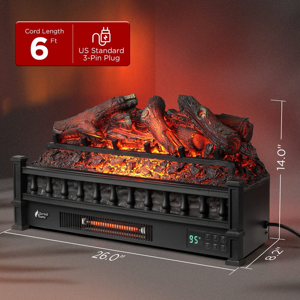 TURBRO Eternal Flame EF26-LG Smart Electric Fireplace Logs
