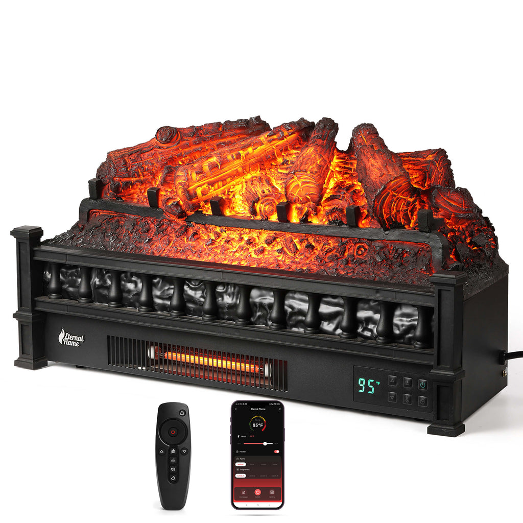 TURBRO Eternal Flame EF26-PB Smart Electric Fireplace Logs