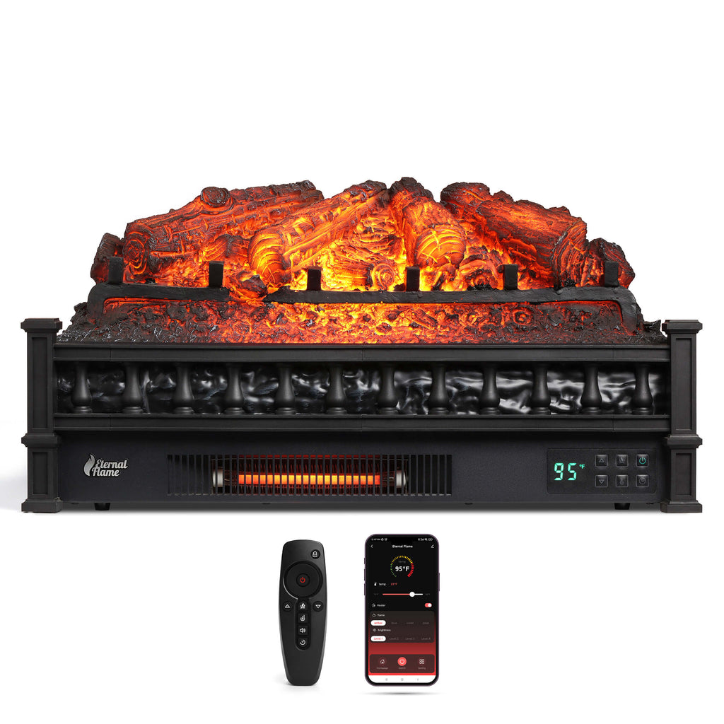 TURBRO Eternal Flame EF26-PB Smart Electric Fireplace Logs
