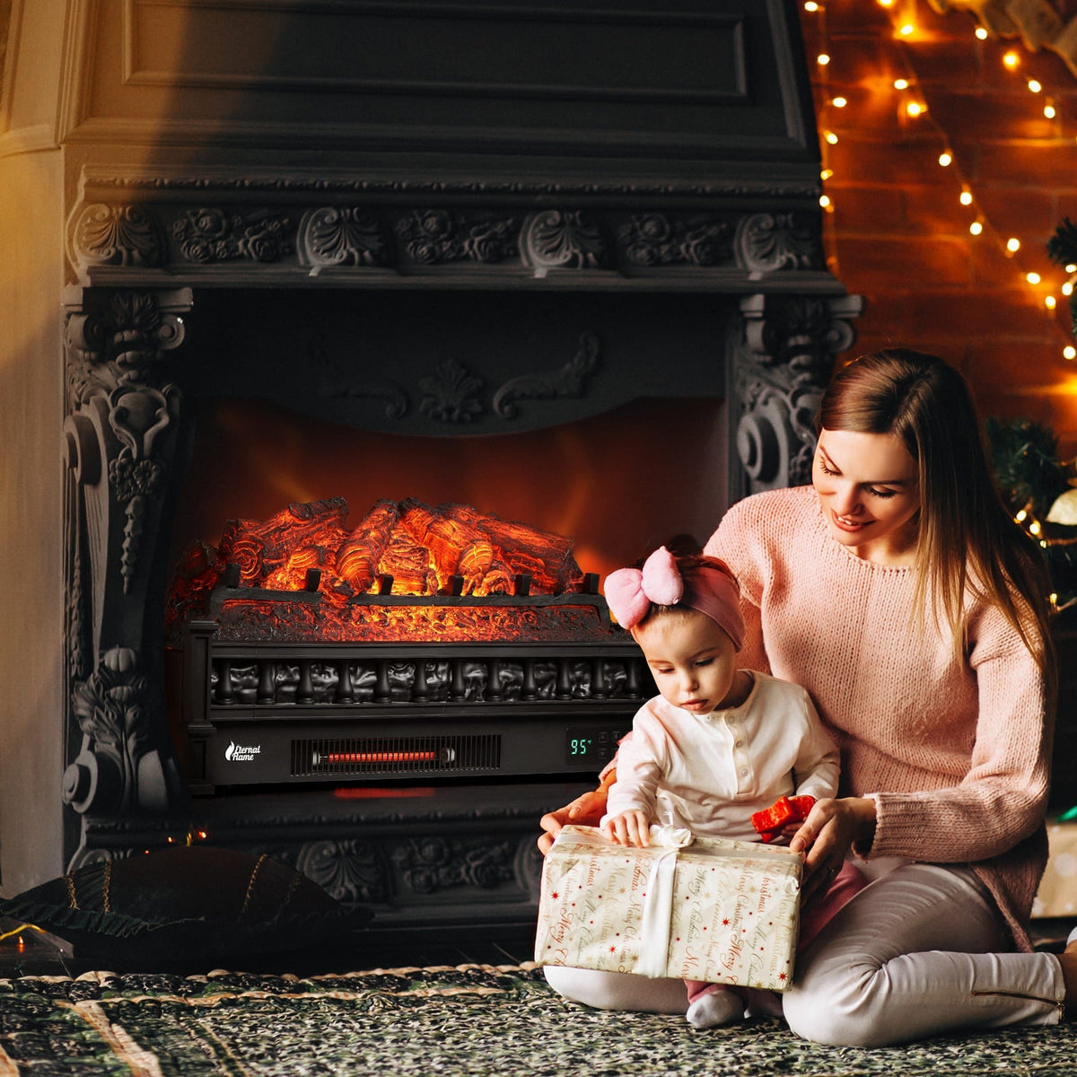 TURBRO Eternal Flame EF26-PB Smart Electric Fireplace Logs