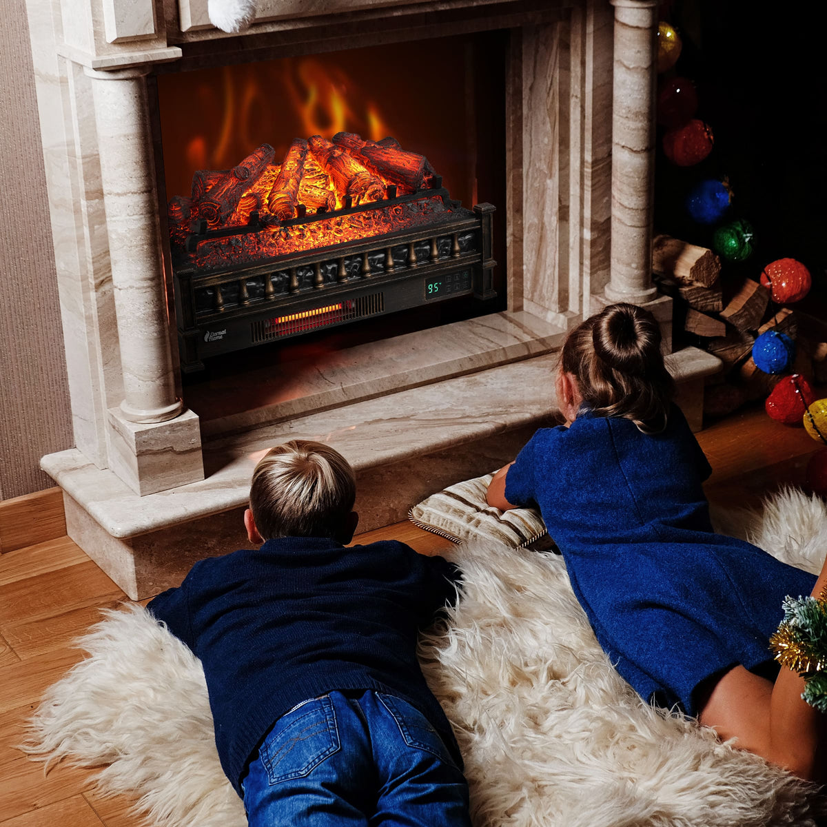 TURBRO Eternal Flame EF26-PB Smart Electric Fireplace Logs