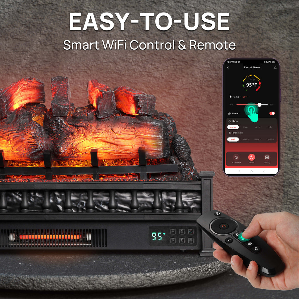 TURBRO Eternal Flame EF30-PB Electric Fireplace Logs
