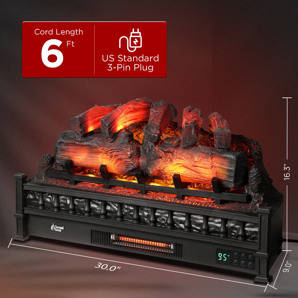 TURBRO Eternal Flame EF30-PB Electric Fireplace Logs