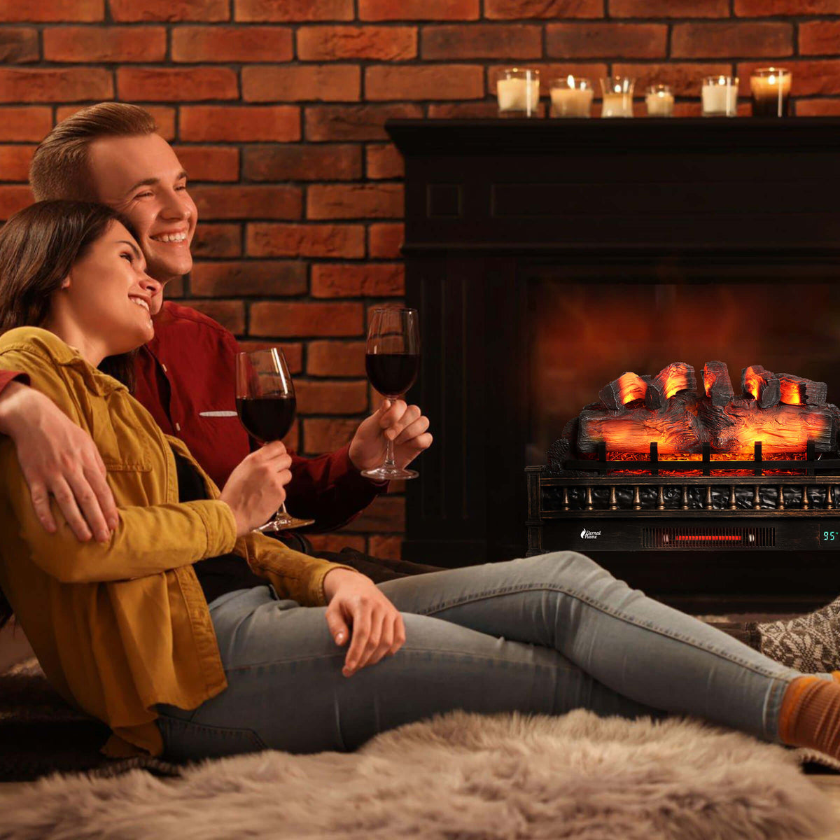 TURBRO Eternal Flame EF30-PB Electric Fireplace Logs