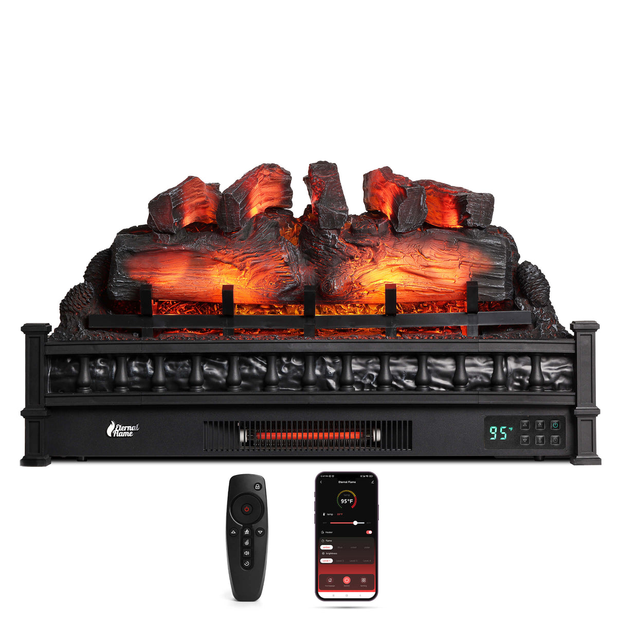 TURBRO Eternal Flame EF30-PB Electric Fireplace Logs