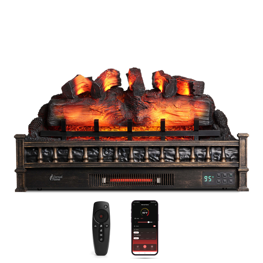 TURBRO Eternal Flame EF30-PB Electric Fireplace Logs