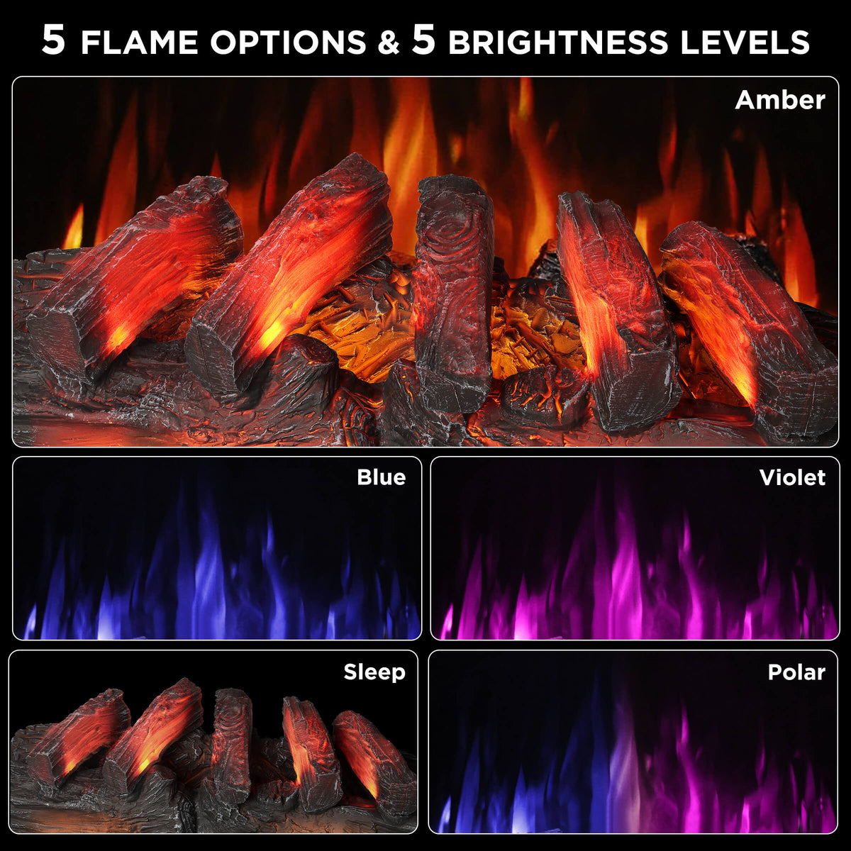 TURBRO Eternal Flame EF30-PB Electric Fireplace Logs
