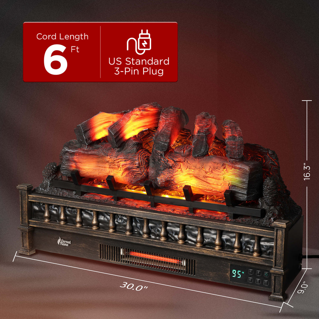TURBRO Eternal Flame EF30-PB Electric Fireplace Logs