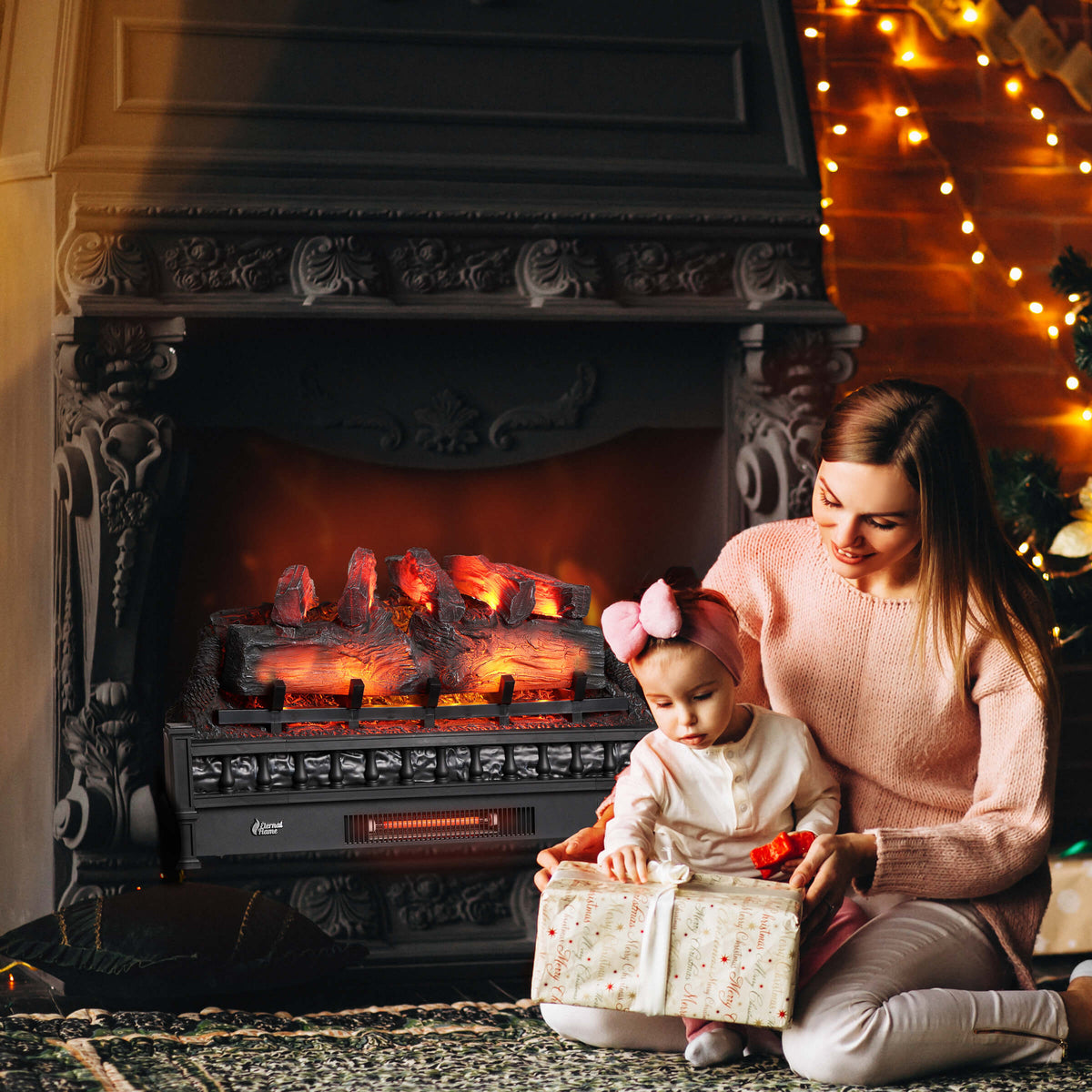 TURBRO Eternal Flame EF30-PB Electric Fireplace Logs