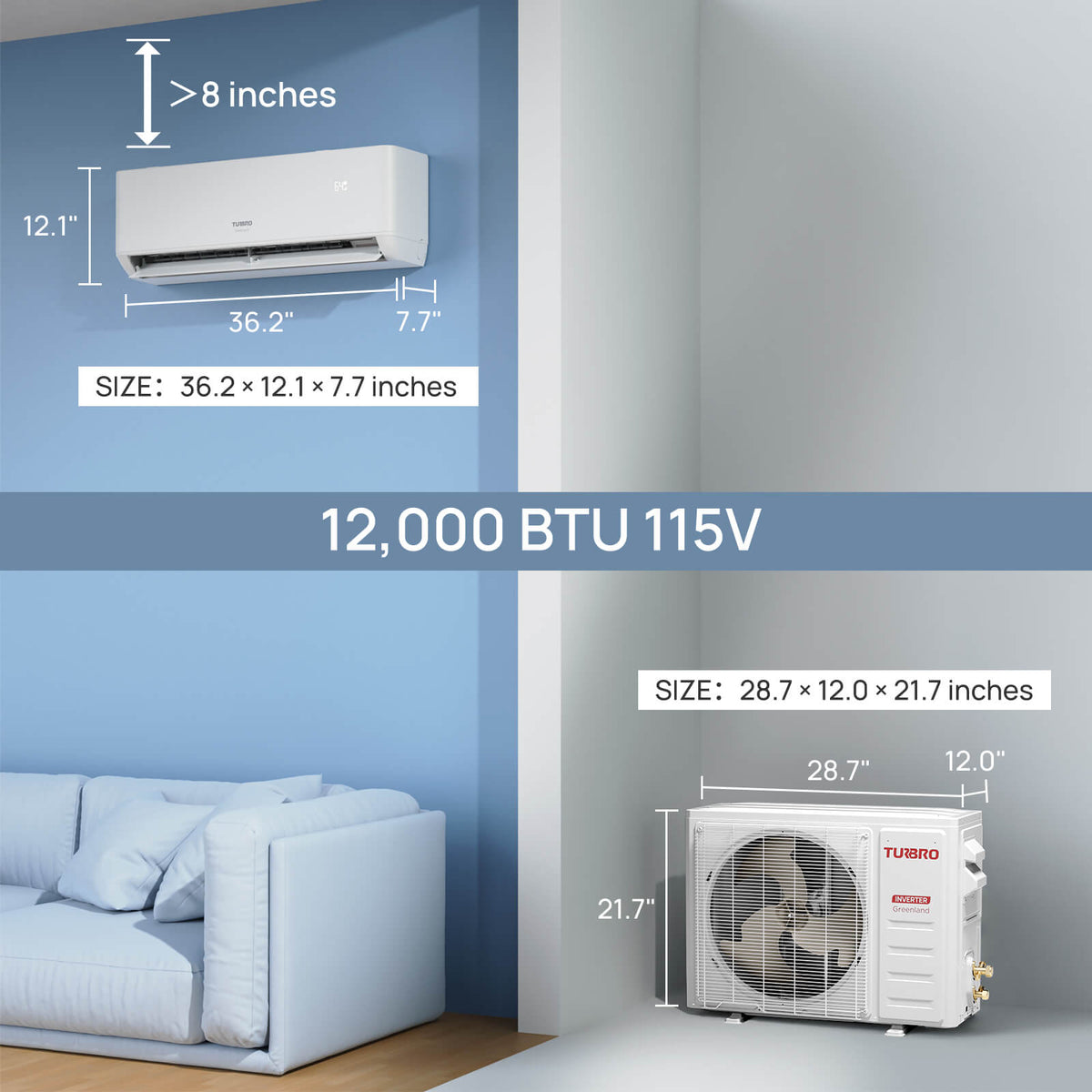 TURBRO Greenland 12,000 BTU Single Zone Mini-Split Heat Pump (R454B)