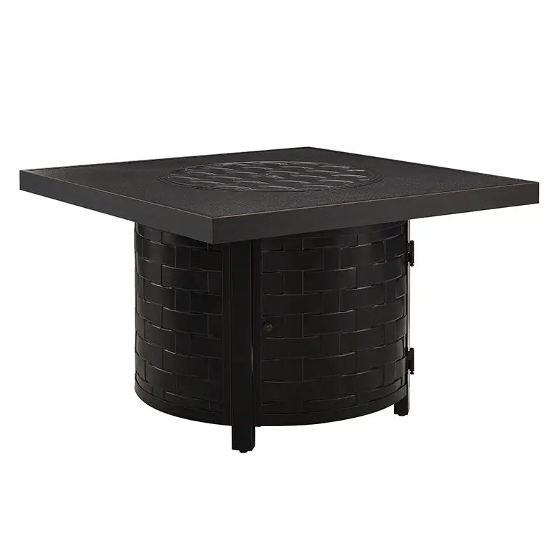 Fire Sense Henley 40" Round Aluminum Basketweave Convertible Gas Fire Pit Table