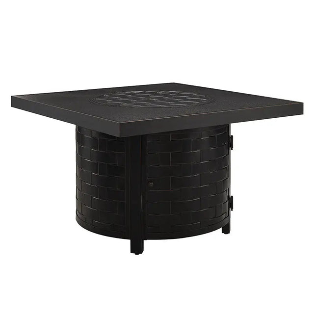 Fire Sense Henley 40" Round Aluminum Basketweave Convertible Gas Fire Pit Table