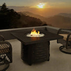 Fire Sense Henley 40" Round Aluminum Basketweave Convertible Gas Fire Pit Table